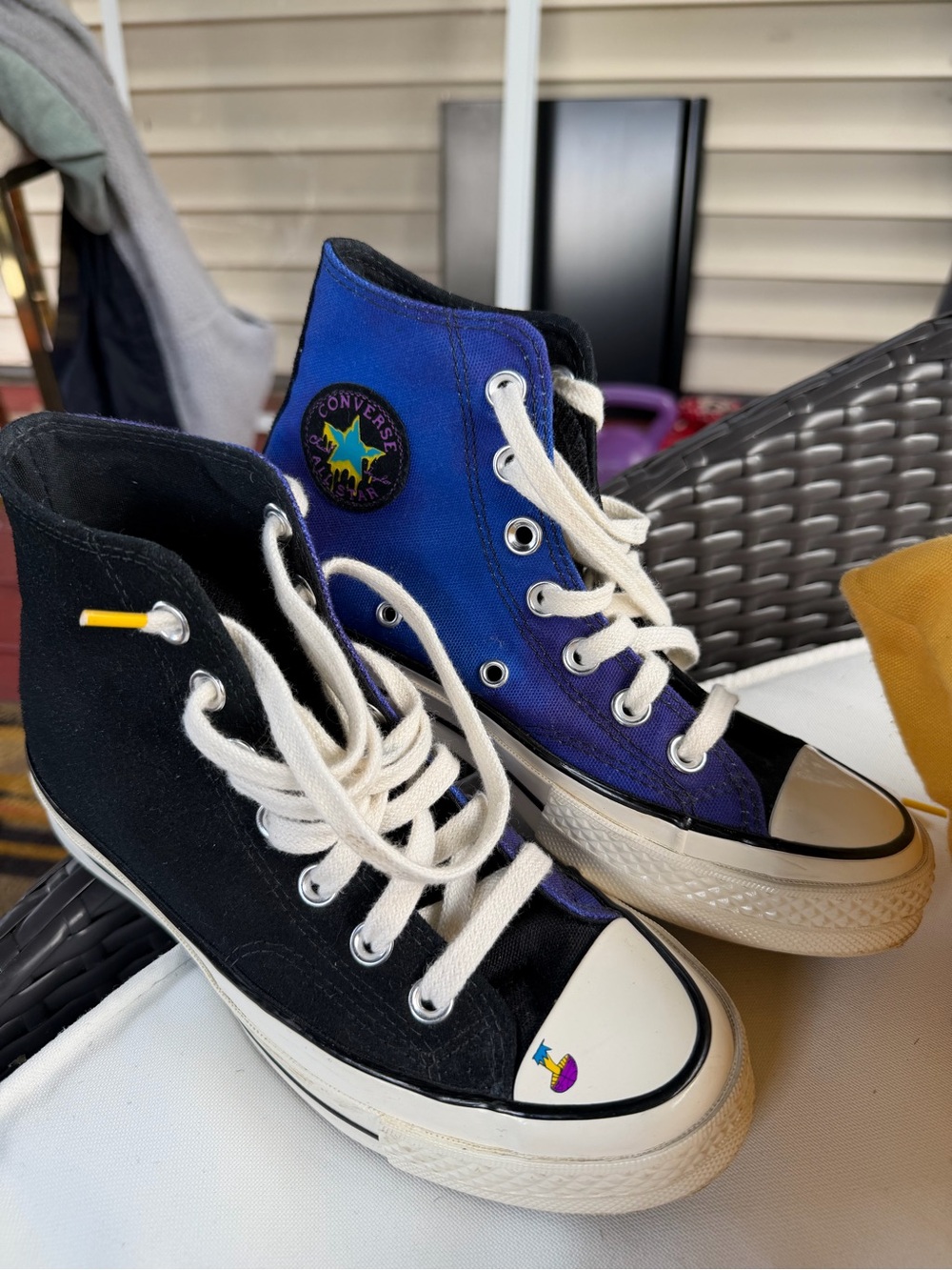 Converse Two-Tone High Top Sneakers - Black & Blue